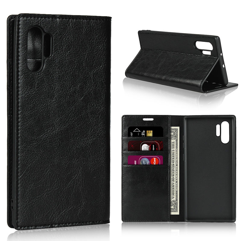 Case Samsung Galaxy Note 10+ #เคสฝาพับหนังแบบกระเป๋าสตางค์คุณภาพดี Crazy Horse Genuine Leather Cover