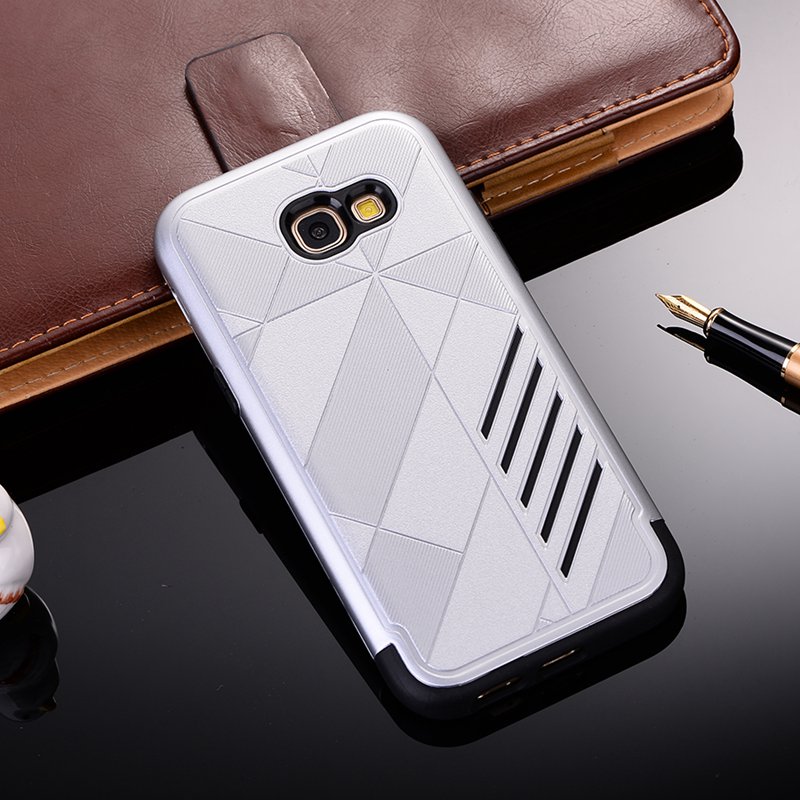 เคส Samsung Galaxy A7 2017 #เคสชุดหุ้มเกราะ Plastic+TPU Hybrid - สีเงิน #พร้อมส่ง