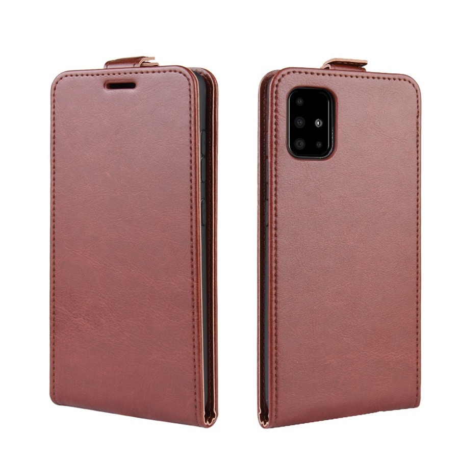 Case Samsung Galaxy A71 5G#เคสฝาพับแนวตั้งหนัง PU ผิวหนังม้า Crazy Horse Skin Leather