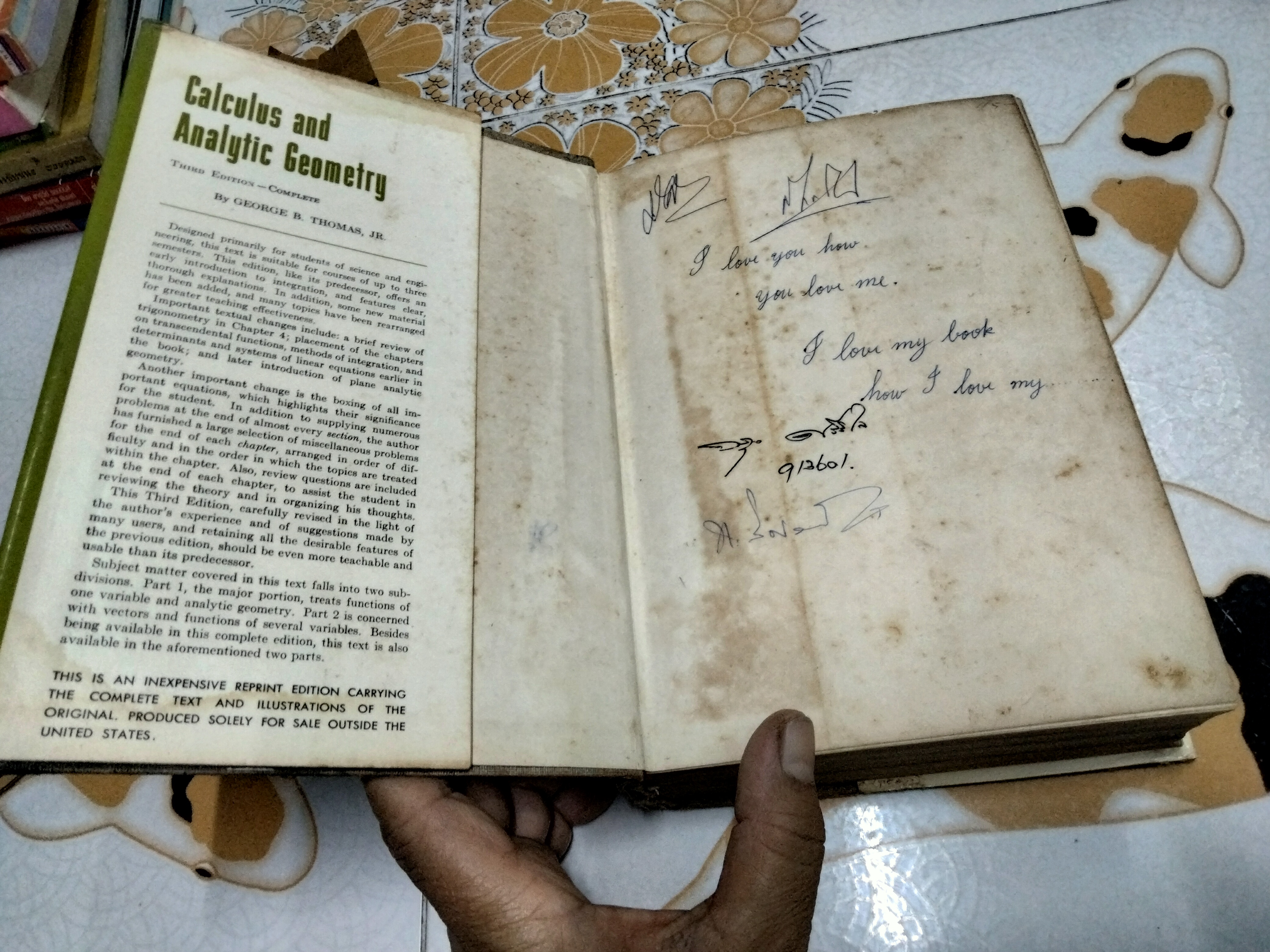 Calculus and Analytic Geometry by GEORGE B. THOMAS, JR. ADDISON-WESLEY PUBLISHING. 3rd Edition