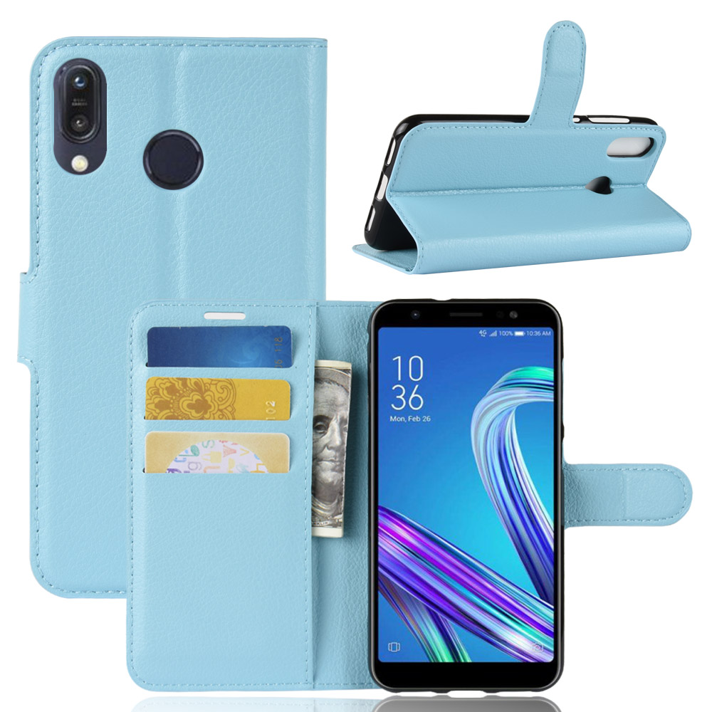 Case Asus Zenfone Max Pro (M1) #เคสฝาพับสไตล์กระเป๋าสตางค์หนัง PU ผิวลิ้นจี่
