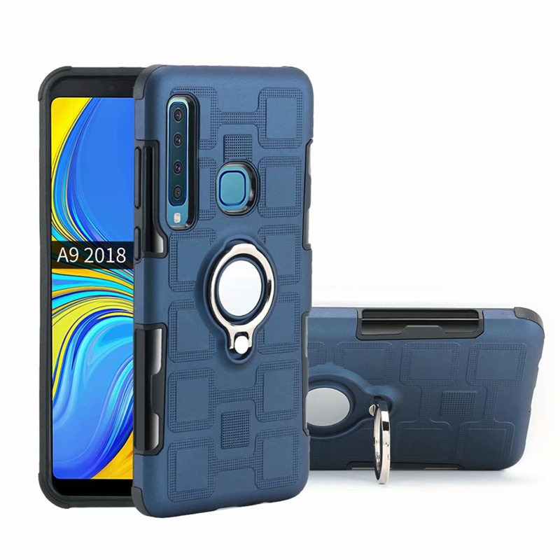 Case Samsung Galaxy A9 (2018) #เคสฝาหลังไฮบริด PC+TPU ลายรูปแบบทางเรขาคณิตมีแหวนสวมนิ้วติดแม่เหล็ก