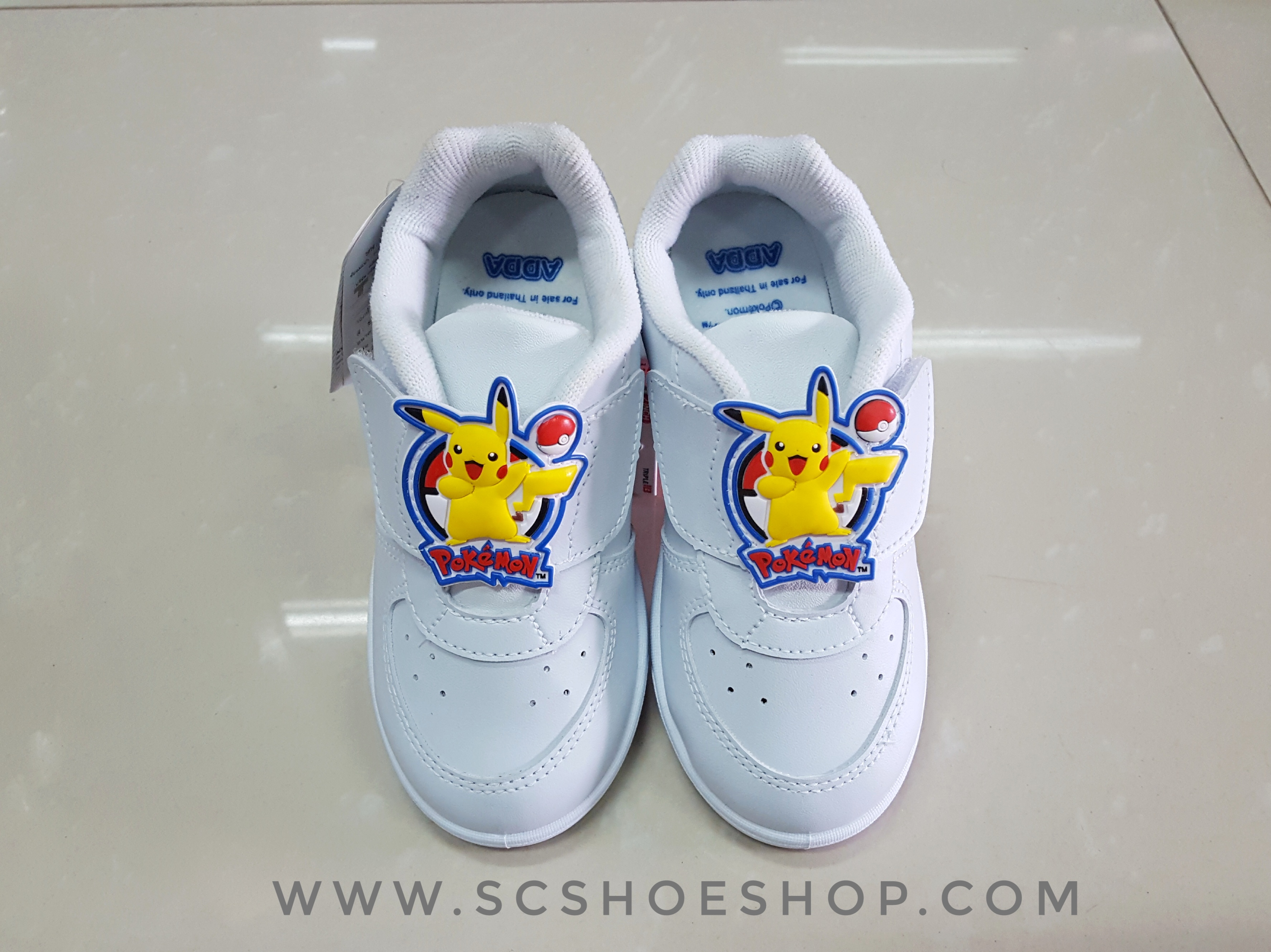 รองเท้าผ้าใบ Adda ลาย Pokemon สีขาว