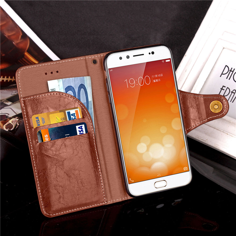 เคส Vivo X9 Plus #เคสฝาพับสไตล์กระเป๋าสตางค์ Business Style Vintage Leather Wallet