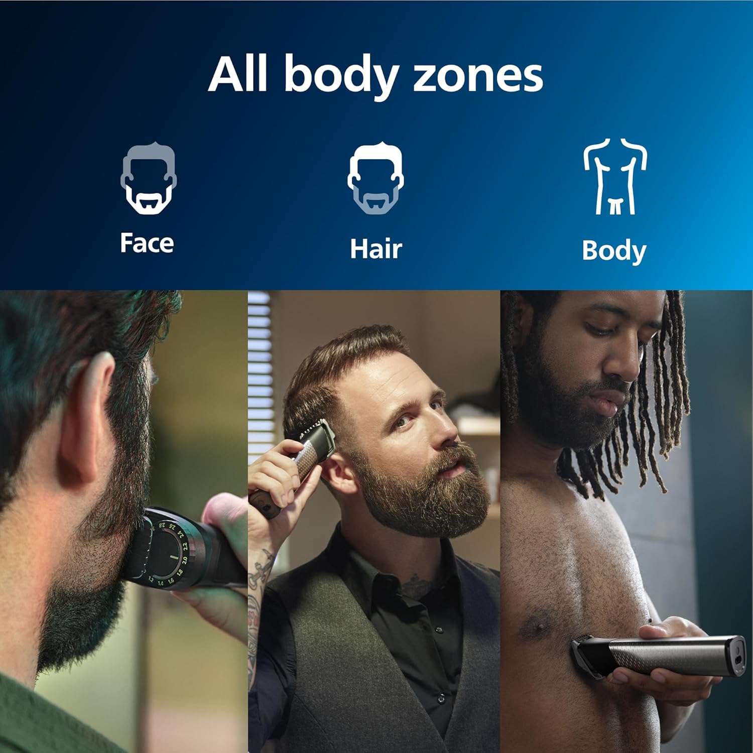 Philips® Norelco MultiGroom 9000 Trimmer for Beard, Head, Body, and Face Model MG9520/50 เครื่องตัดแต่งหนวดและเส้นผม