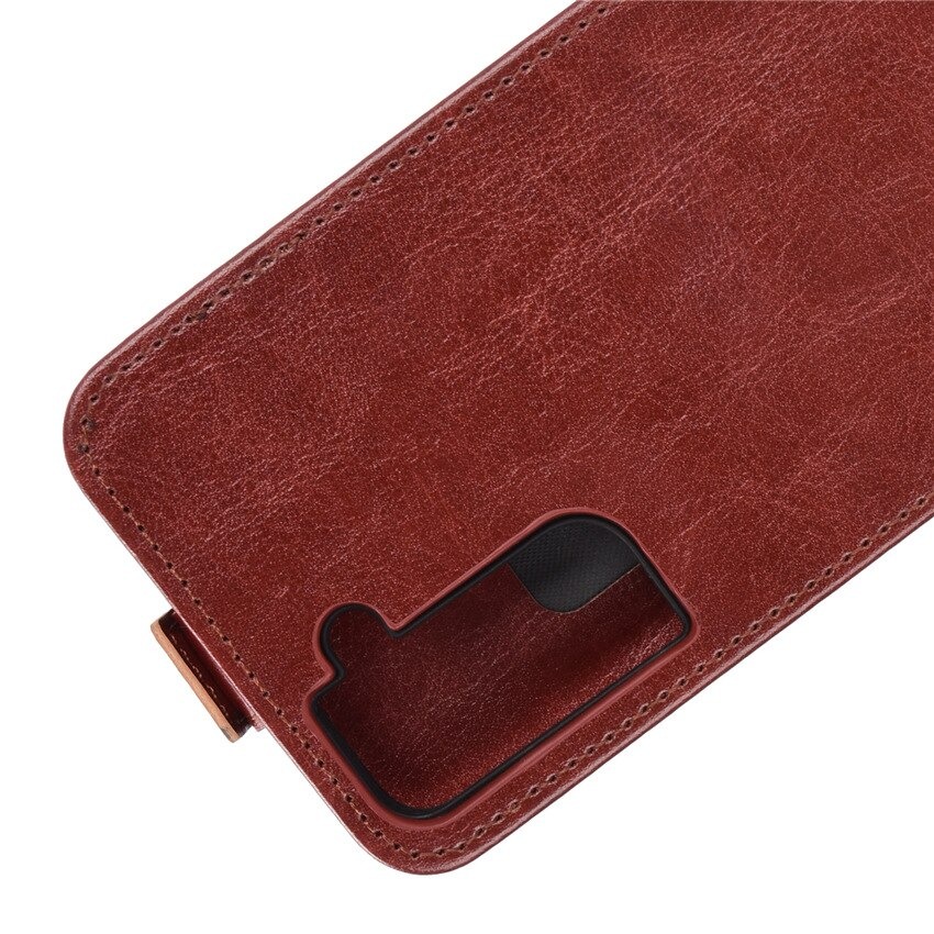 เคส Samsung Galaxy S21 #เคสฝาพับหนัง PU Crazy Horse แนวตั้ง พร้อมช่องเสียบการ์ด