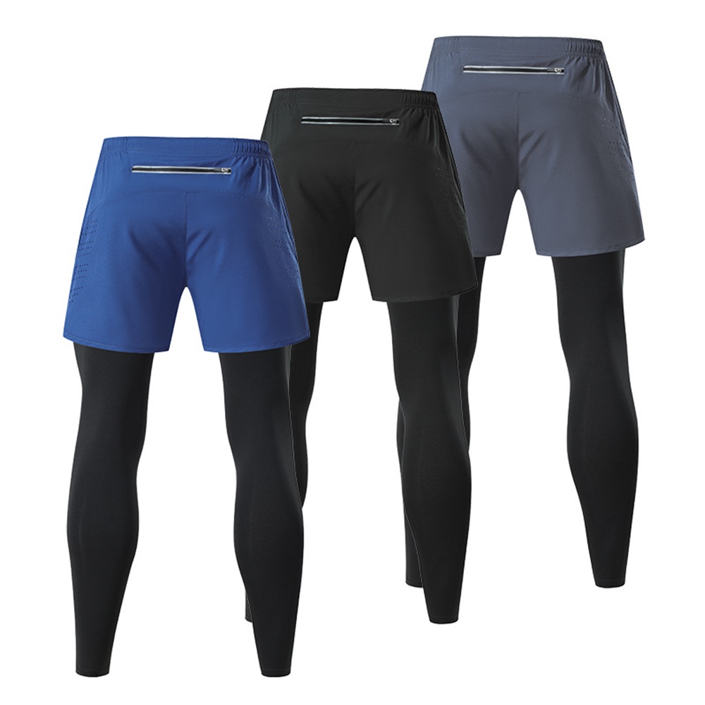 กางเกงออกกำลังกาย 2-in-1 ซัปในขายาว ฟิตเนส วิ่งมาราธอน Men Running (F38)