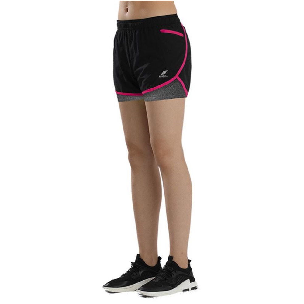 (SALE) กางเกงวิ่งมาราธอน ขาสั้นผู้หญิง มีซับใน 2-in-1 AERDIDA รุ่น W2017-33(G4)