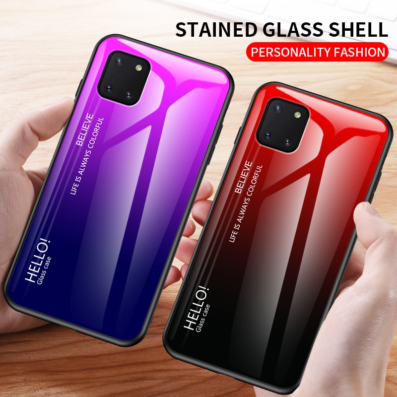 Case Samsung Galaxy Note 10 lite #เคสฝาหลัง Gradient Color Glass + PC + TPU Hybrid Case