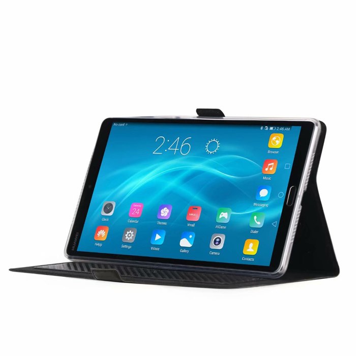 Case Huawei MediaPad M5 (8.4 นิ้ว) #เคสฝาพับลาย Carbon Fiber Texture Magnetic Leather Shell มีช่องใส่การ์ด
