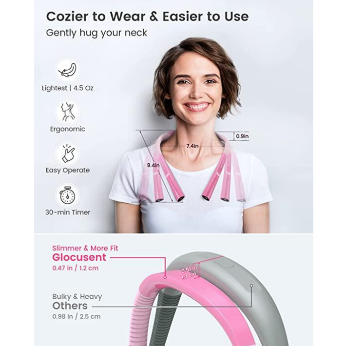 Glocusent® Upgraded LED Neck Reading Light ไฟอ่านหนังสือ ไฟฉายแบบคล้องคอ แบบชาร์จได้ ไฟLEDปรับความสว่างได้