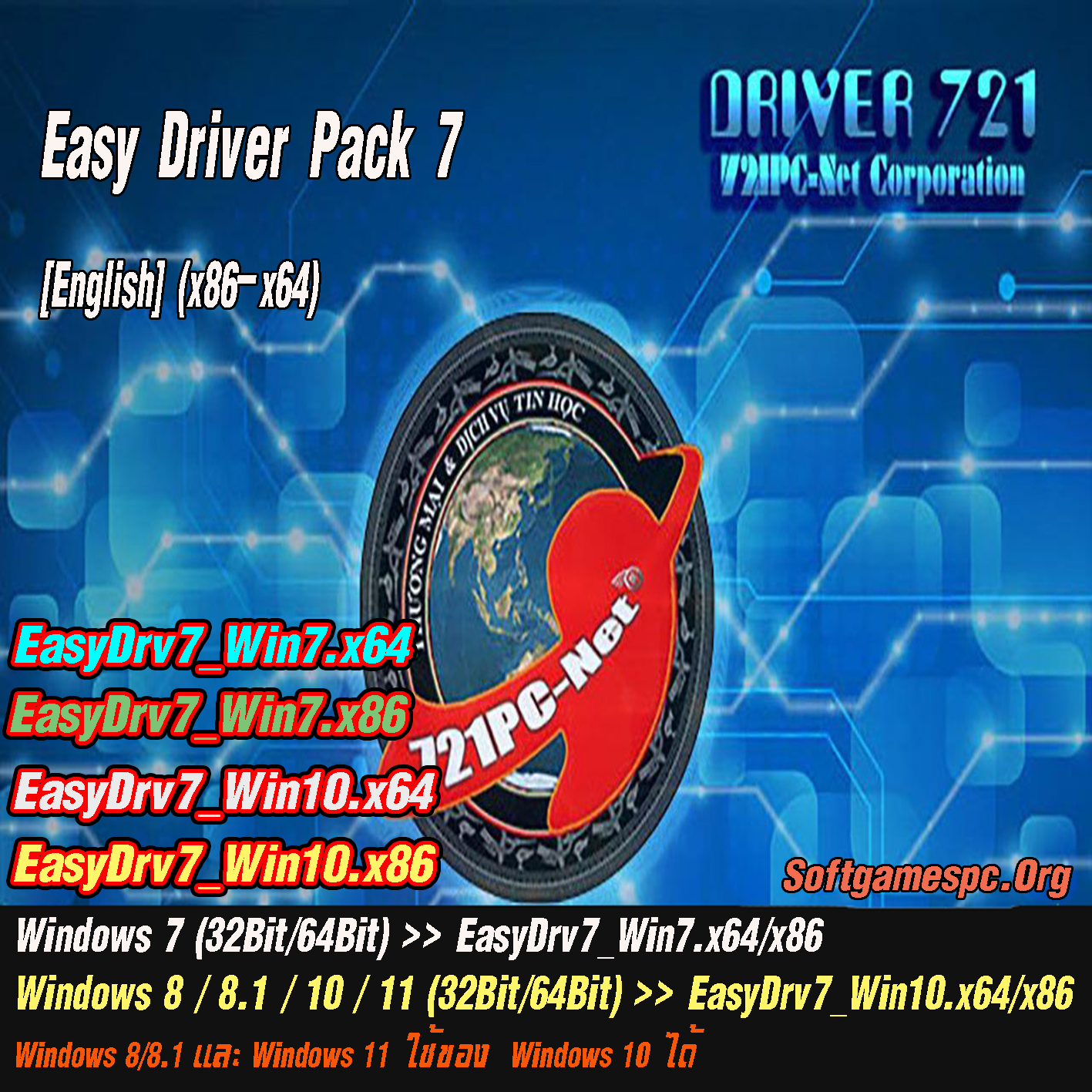 Easy Driver Pack 7 [English] (x86-x64) โปรแกรมสำหรับติดตั้งไดร์เวอร์คอมพิวเตอร์และโน็ตบุ๊คแบบอัตโนมัติ ( 3 DVD+ 1 DVD9 )