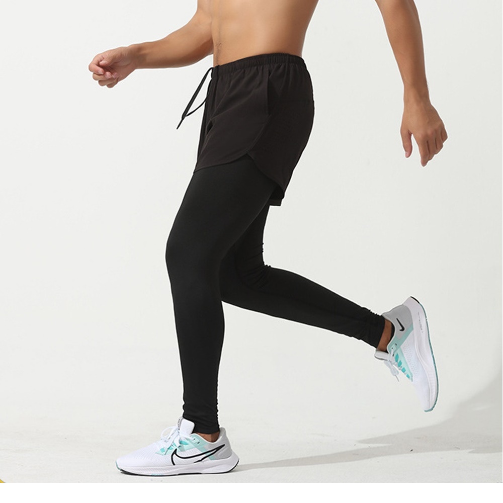 กางเกงออกกำลังกาย 2-in-1 ซัปในขายาว ฟิตเนส วิ่งมาราธอน Men Running (F38)