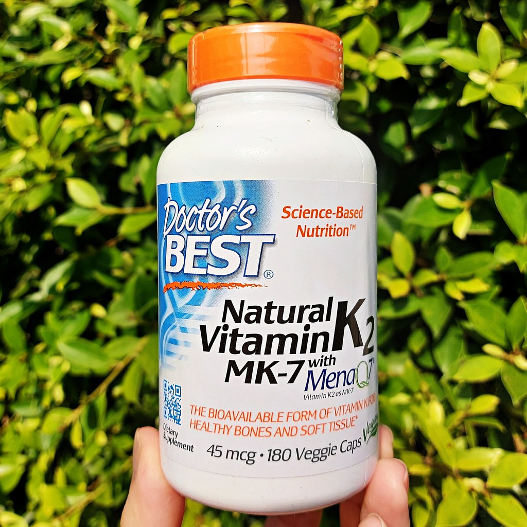 Doctor's Best® Natural Vitamin K2 MK-7 with MenaQ7 45 mcg 180 Veggie Caps วิตามินเค 2 บำรุงกระดูกและข้อ