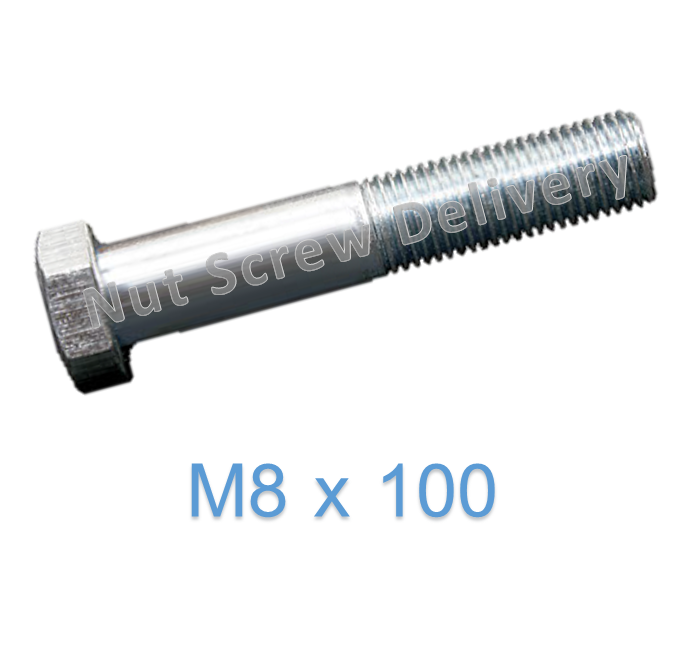 สกรูหัวเหลี่ยมมิลขาว M8 x 100