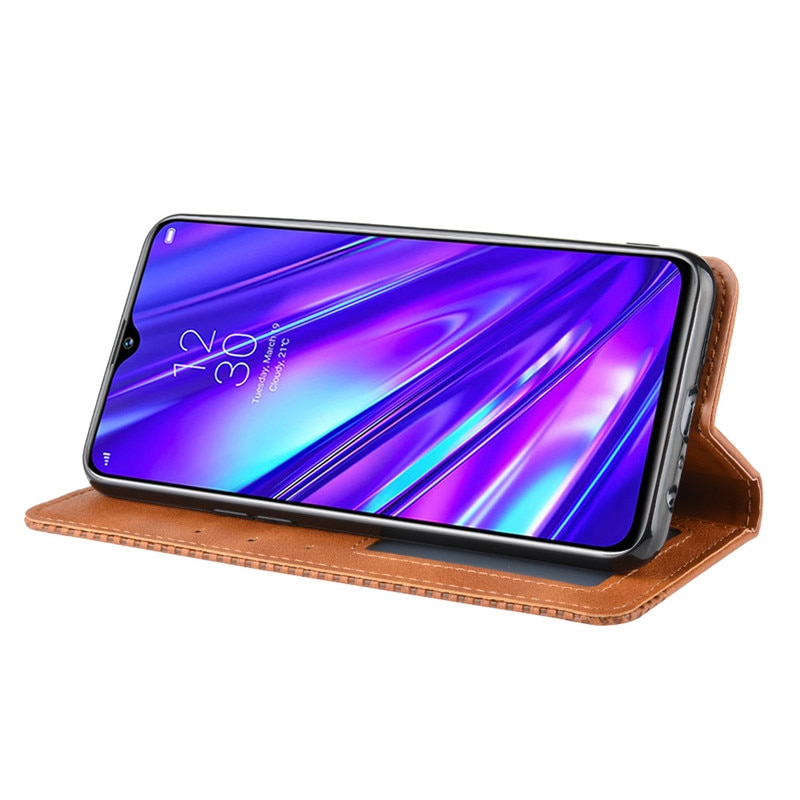 เคส Realme 5/5s #เคสฝาพับปกหนังสไตล์วินเทจดูดซับอัตโนมัติแบบกระเป๋าสตางค์
