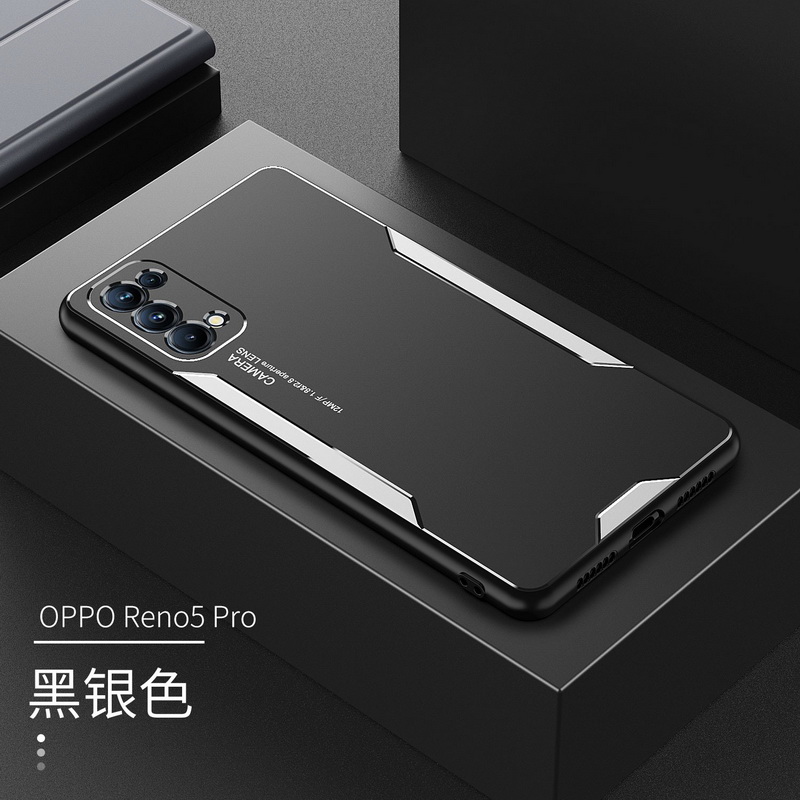Case OPPO Reno 5 Pro 5G #เคสฝาหลังไฮบริด Metal +TPU Shockproof metal back plate Phone Back Cover