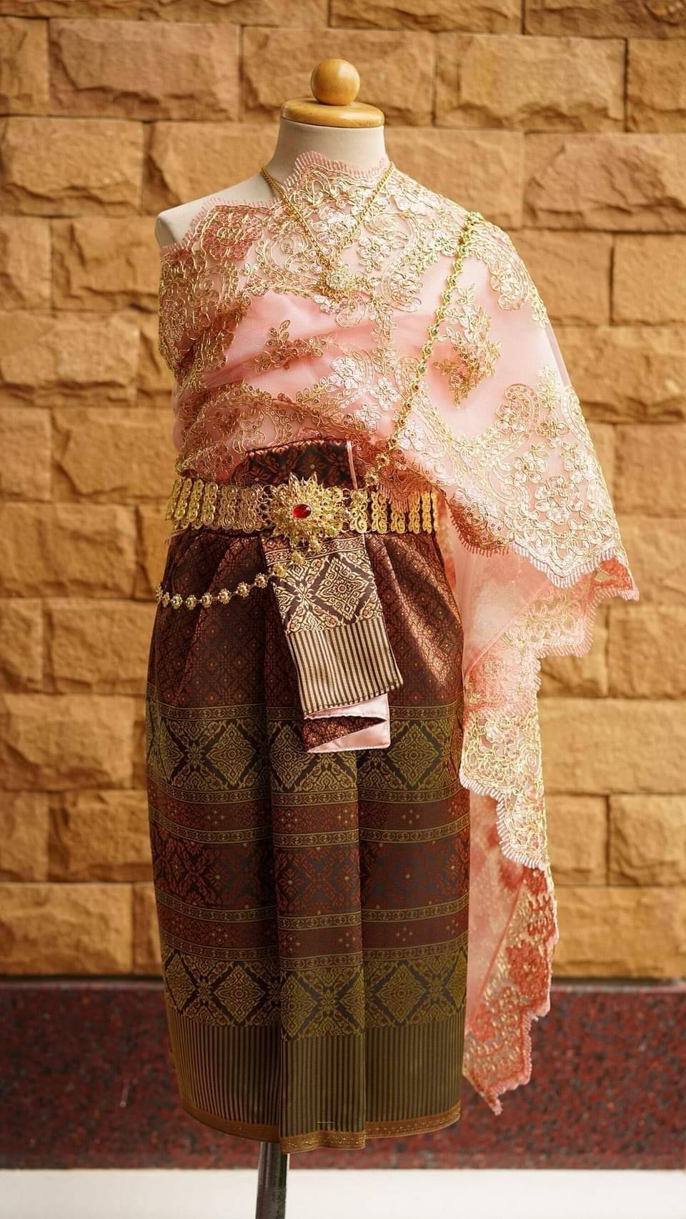 ชุดไทยเด็ก สไบลูกไม้