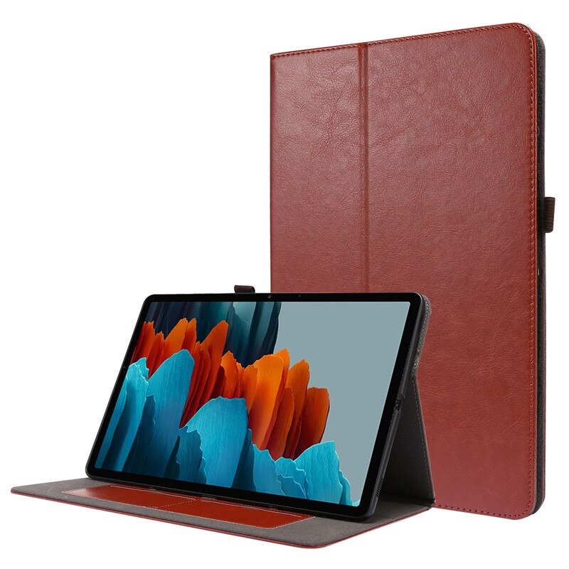 เคส Samsung Galaxy Tab S7 Plus 12.4" SM-T970 SM-T975 SM-T976 #เคสฝาพับหนัง PU มีช่องเก็บบัตร Flip PU Leather soft cover stand holder