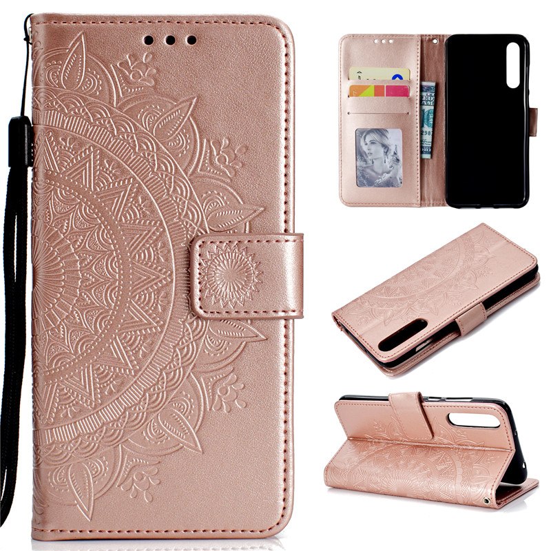 Case Huawei P20 Pro #เคสฝาพับหนัง PU ปั้มลาย Imprint Mandala Flower