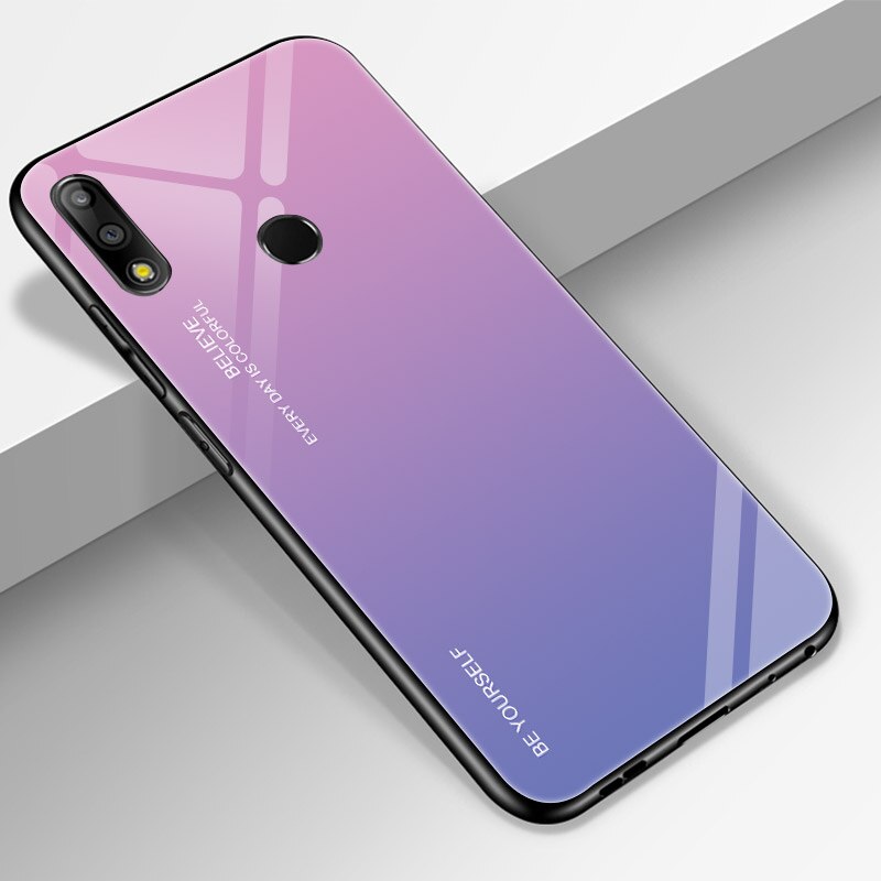 Case Asus Zenfone Max Pro (M2) ZB631KL #เคสฝาหลัง กระจกสีไล่โทนสี Glass + PC + TPU Hybrid Case