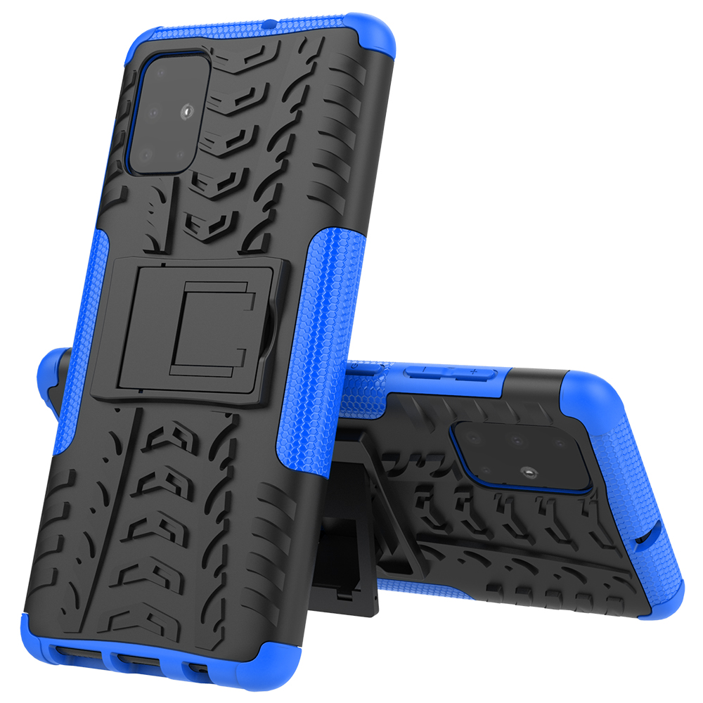 เคส Samsung Galaxy A51 #เคสฝาหลังกันลื่น Cool Tyre Pattern Kickstand (PC + TPU)