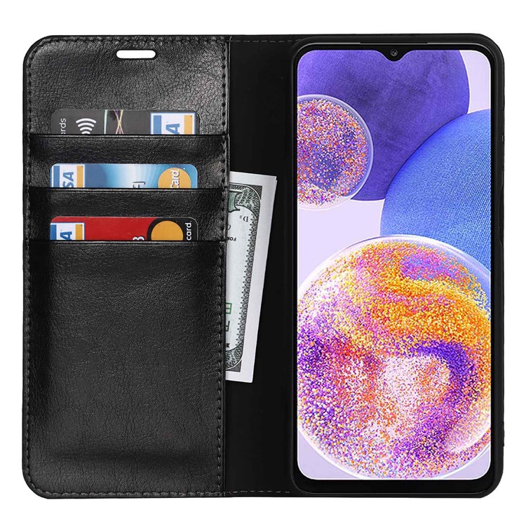 Case Samsung Galaxy A23 4G #เคสฝาพับหนังแท้แบบกระเป๋าสตางค์คุณภาพดี Crazy Horse Genuine Leather Cover