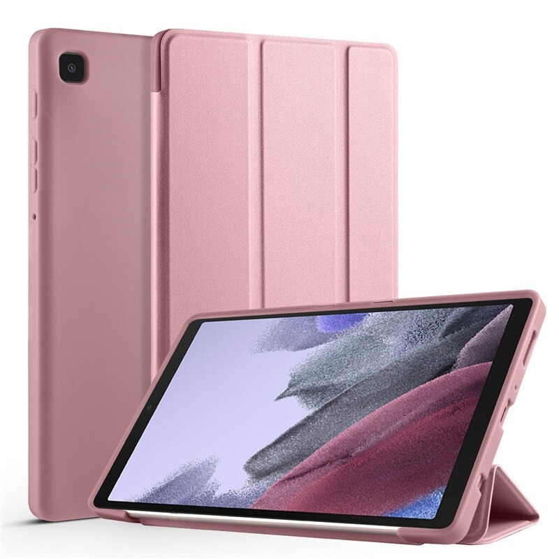 Case Samsung Galaxy Tab A7 Lite 8.7" (T220,T225) #เคสฝาพับหนัง PU แบบ 3 พับ Tri-fold Stand Design Shockproof PU Leather TPU Protective Case