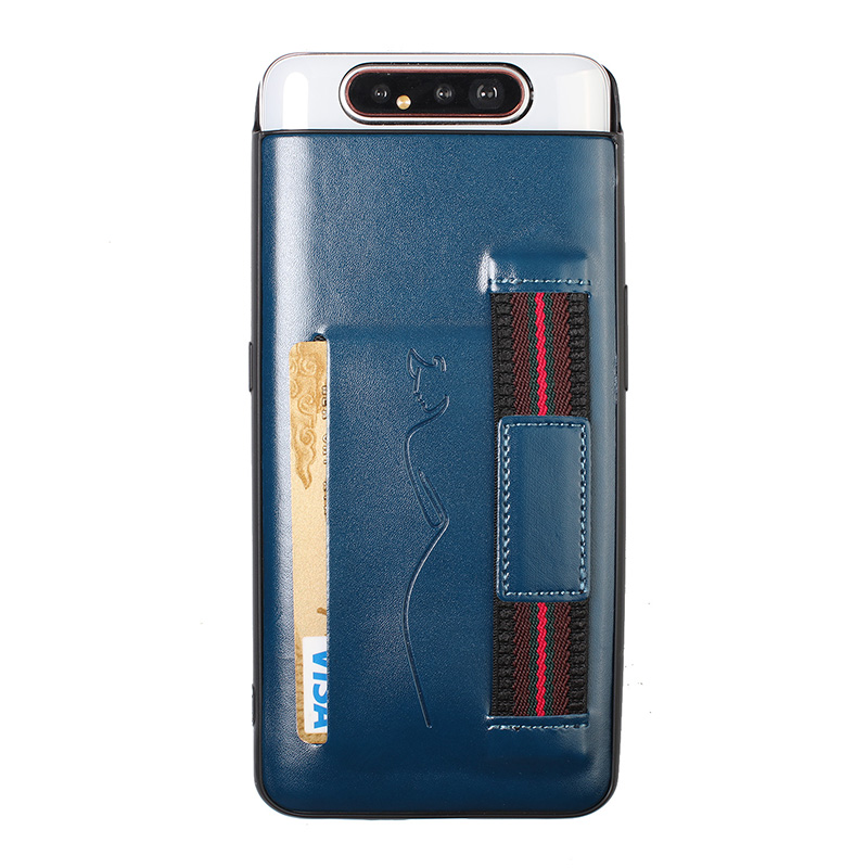 Case Samsung Galaxy A80 #เคสฝาหลังมีที่ใส่บัตรหนัง PU + TPU พร้อมสายรัดสวมนิ้ว