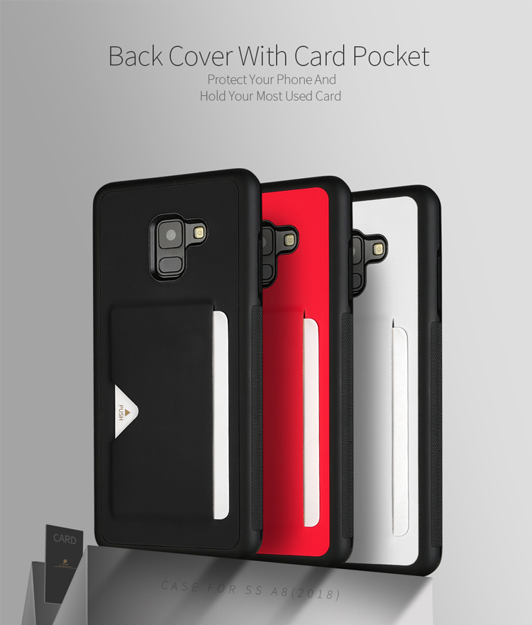 เคส Samsung Galaxy A8+ (2018) #เคสฝาหลัง DUX DUCIS Pocard Series Card Pocket PU Leather มีช่องใสบัตรด้านหลัง