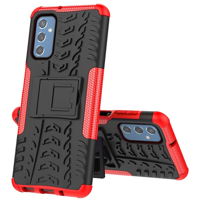 เคส Samsung Galaxy M52 5G #เคสฝาหลังกันลื่น Cool Tyre Pattern Kickstand (PC + TPU)