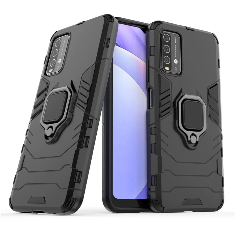 Case Redmi 9T #เคสฝาหลังพลาสติกแข็ง +TPU Hybrid Case มีแหวนสวมนิ้วโลหะ