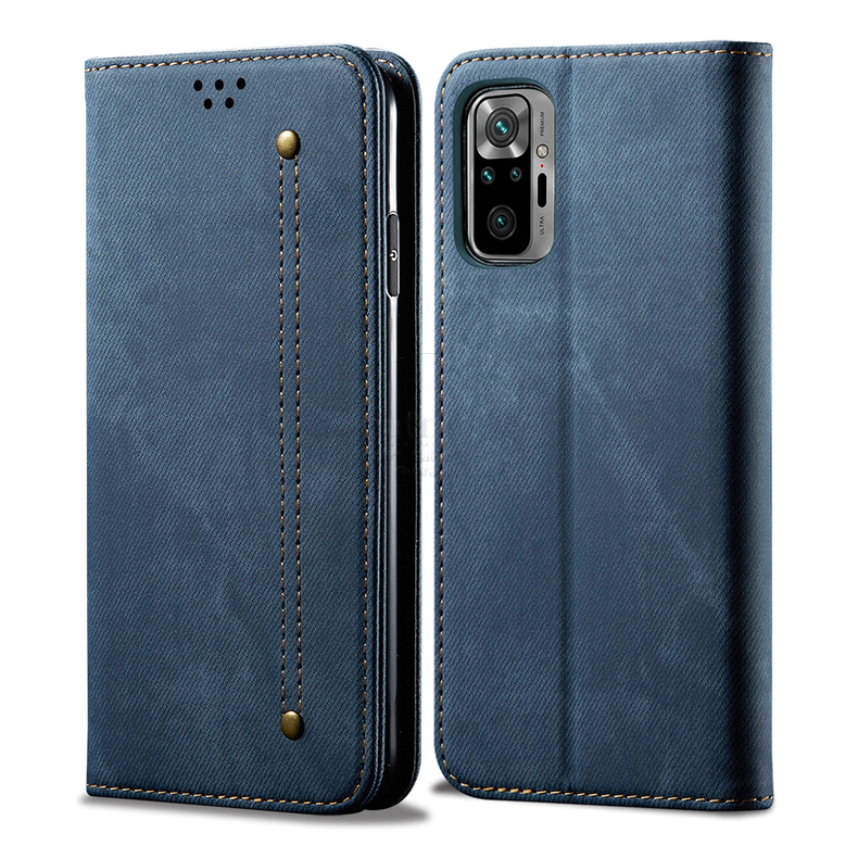 Case Redmi Note 10S#เคสฝาพับสไตล์ย้อนยุคผิวผ้ายีนส์แบบกระเป๋าสตางค์