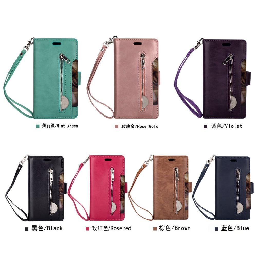 Case Samsung Galaxy Note 10+ #เคสฝาพับแบบกระเป๋าสตางค์ช่องใส่บัตรหลายช่อง Multi-slot Wallet Zippered Leather พร้อมสายคล้อง