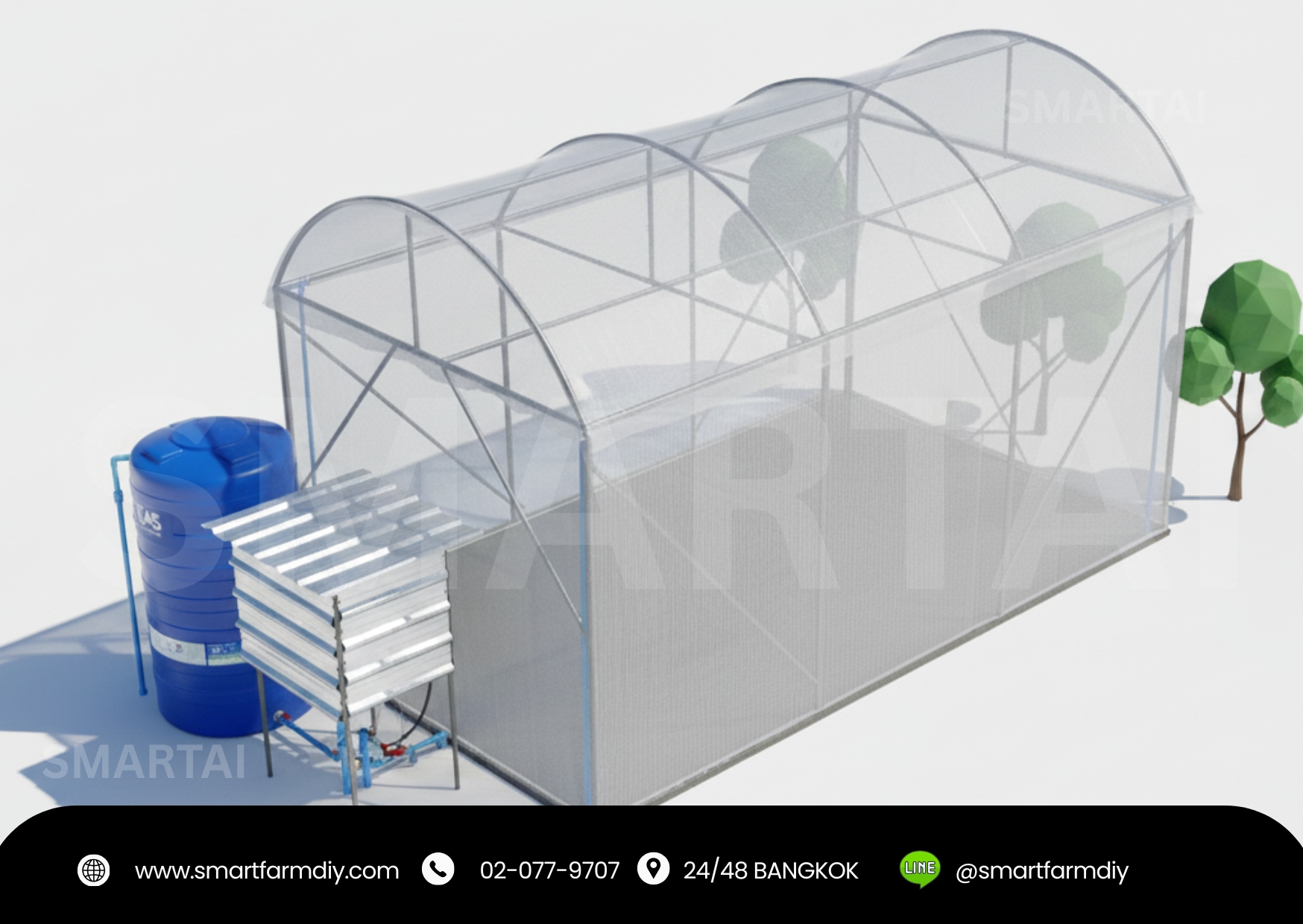 โรงเรือนเพาะปลูกพืชจั่ว1ชั้น พร้อมระบบ