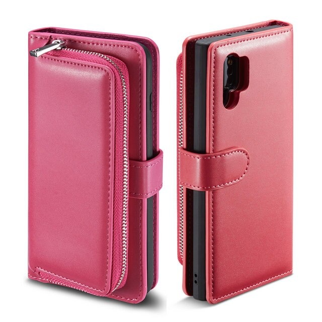 Case Samsung Galaxy Note 10+ #เคสหนังฝาพับสไตล์กระเป๋าสตางค์มีช่องซิบ PU Wallet Split Leather 2 in 1 Card Slot + Money slot + Magnetic Separable Shell