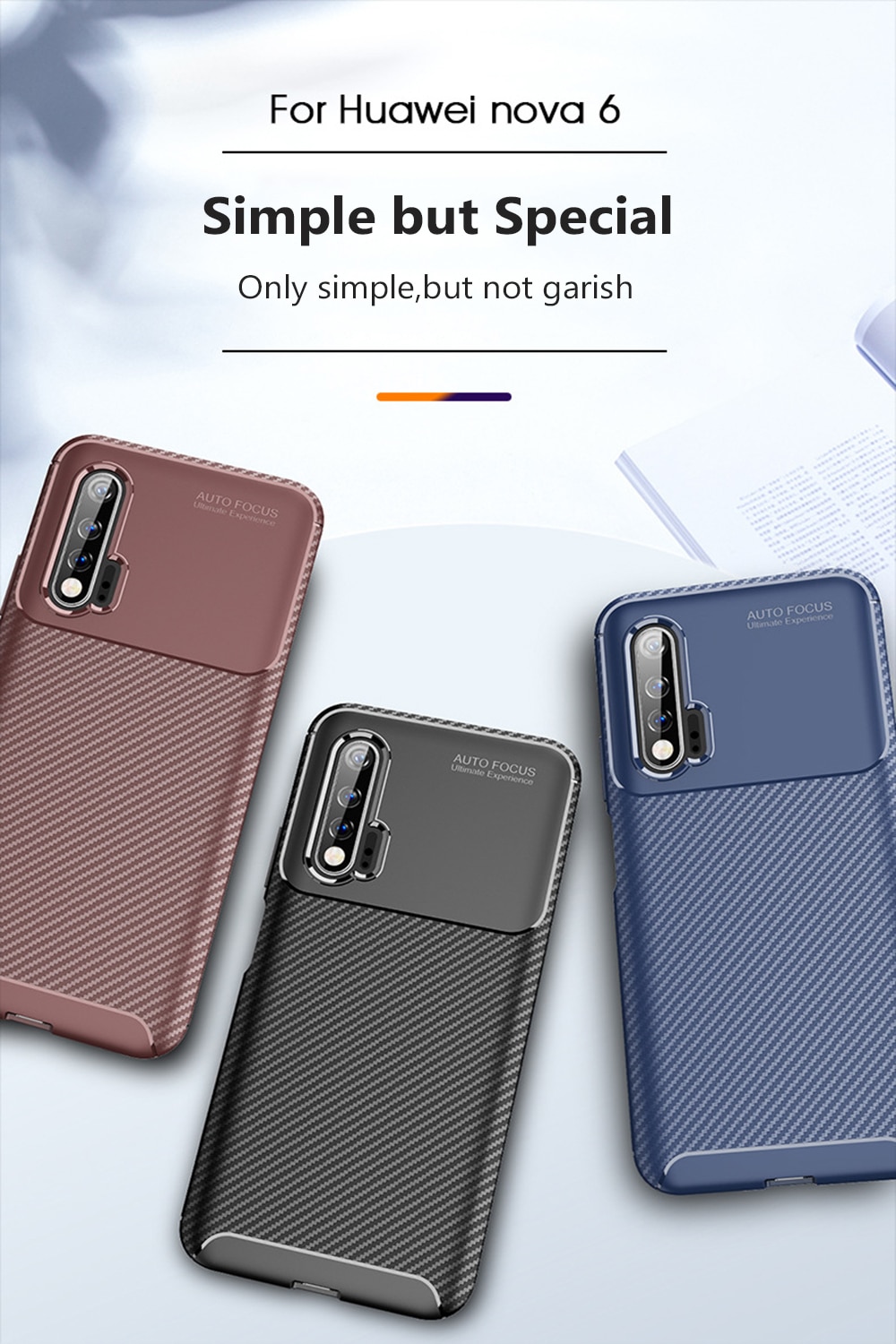 เคส Huawei Nova 6 #เคสฝาหลังนิ่ม Carbon Fiber Anti-drop TPU Protection