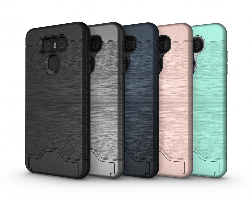 Case LG G6 เคส 2-In-1 Brushed Plastic + ช่องใส่การ์ด TPU Kickstand สีสันสวยงาม