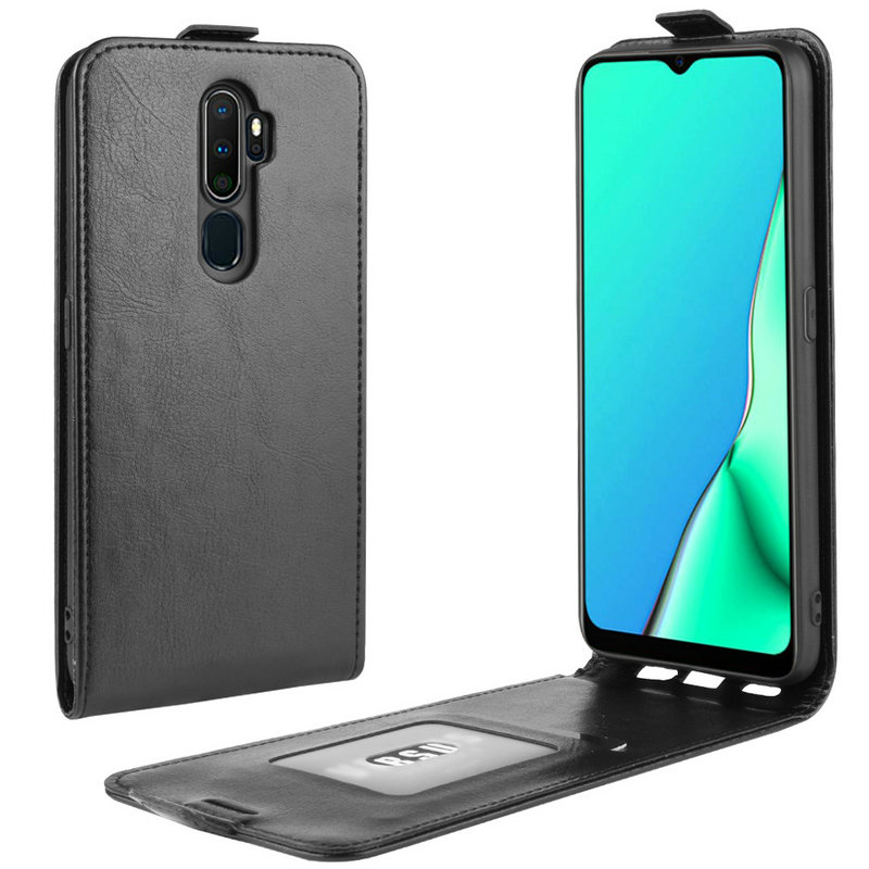 เคส Oppo A9 2020/A5 (2020) #เคสฝาพับแนวตั้งหนัง PU ผิวหนังม้า Crazy Horse Skin Leather