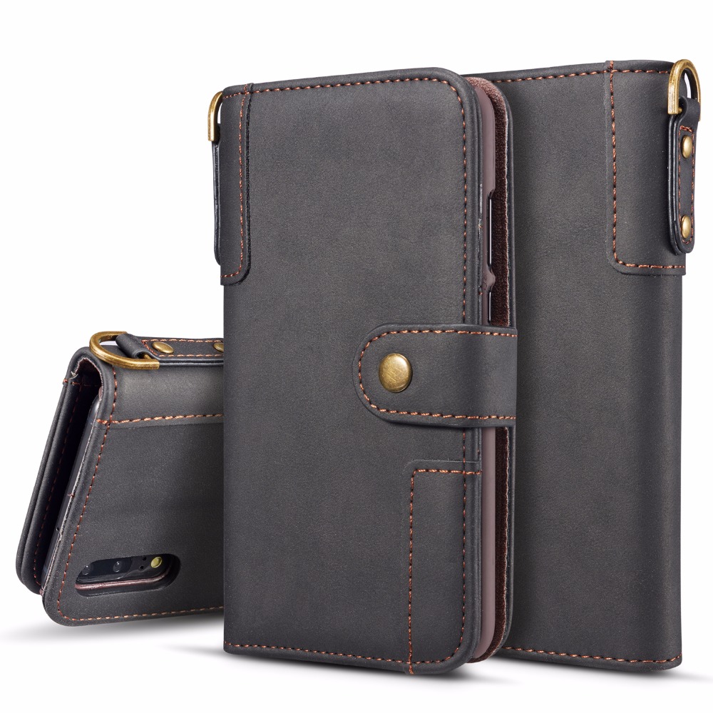 Case Huawei P20 Pro #เคสฝาพับหนังแยกแบบกระเป๋าสตางค์สไตล์ย้อนยุคพับตั้งได้ Retro Style Split Leather Wallet