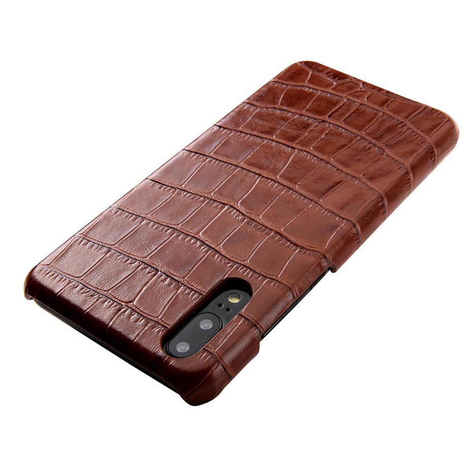 Case Huawei P20 Pro #เคสฝาหลังรูปแบบลายผิวจระเข้หนังแท้คุณภาพดี Crocodile Texture Genuine Leather Coated