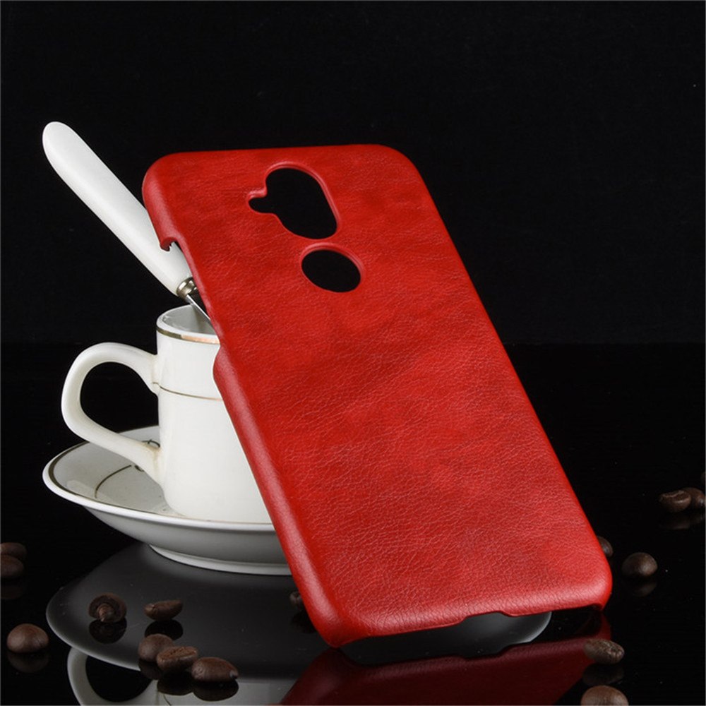 เคส Nokia 8.1 / X7 #เคสฝาหลังพลาสติกแข็งเคลือบหนัง PU ลายผิวลิ้นจี่ Litchi Skin Leather Coated