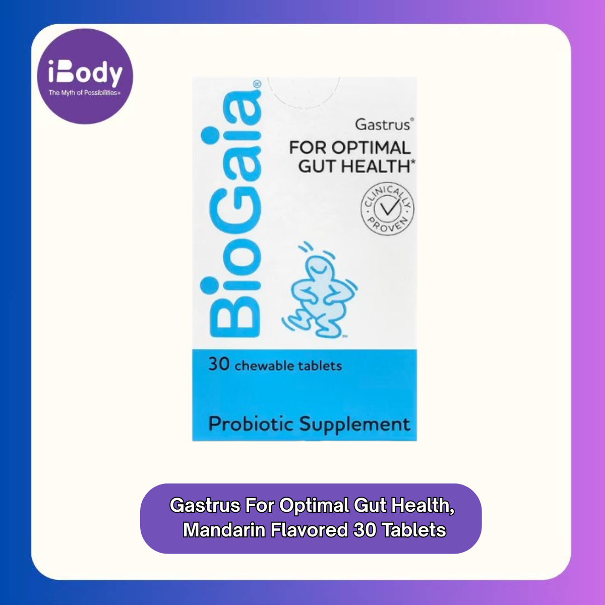 80% Sale!! EXP.02/25 BioGaia - Gastrus For Optimal Gut Health, Mandarin Flavored 30 Tablets อาหารเสริม ลดอาการท้องผูก รสส้ม