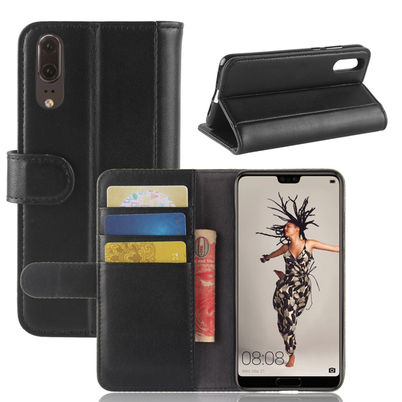 เคส Huawei P20 #เคสฝาพับสไตล์กระเป๋าสตางค์รูปแบบหนังแท้แยกมีช่องเสียบบัตรคุณภาพดี