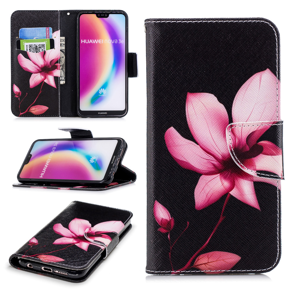 Case Huawei P20 Lite/Nova 3e #เคสฝาพับสไตล์กระเป๋าสตางค์พิมพ์ลายสวยๆ Pattern Printing Magnetic Leather