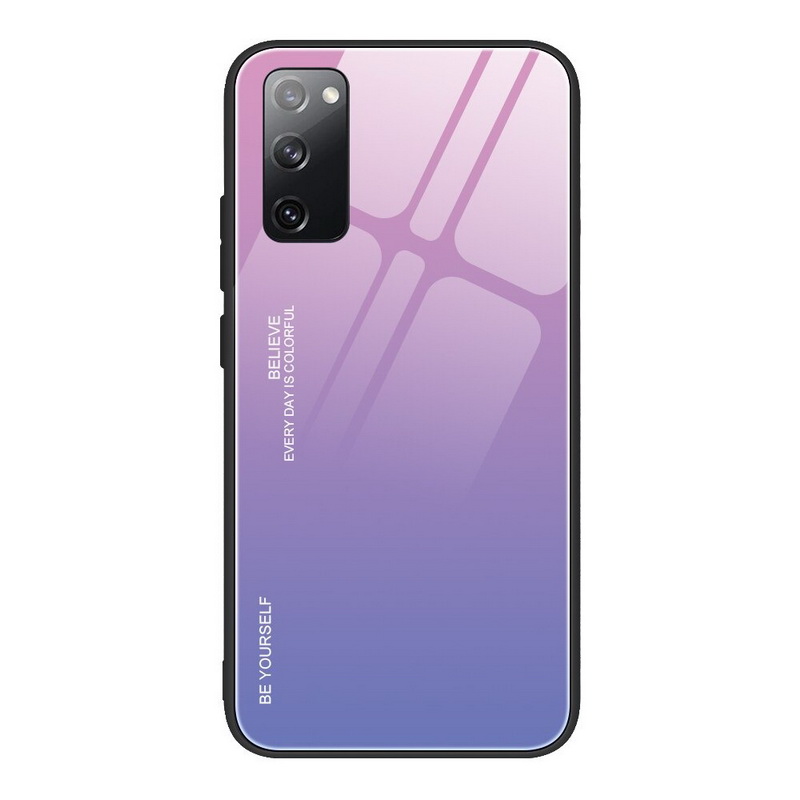 เคส Samsung Galaxy S20 FE / S20 FE 5G #เคสฝาหลัง Gradient Color Glass + PC + TPU Hybrid Case