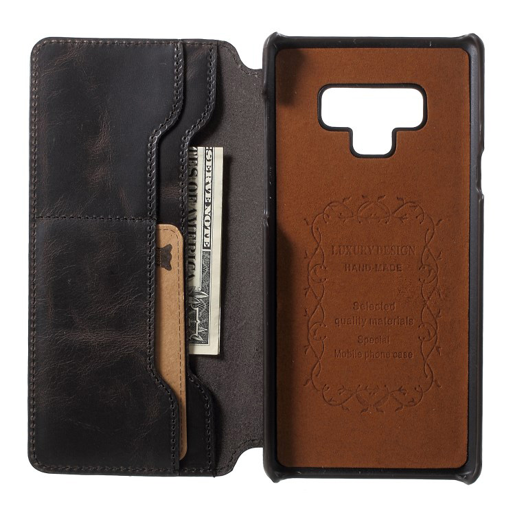 เคส Samsung Galaxy Note 9 #เคสฝาพับแบบกระเป๋าสตางค์หนังแท้ Vintage Genuine Leather Wallet