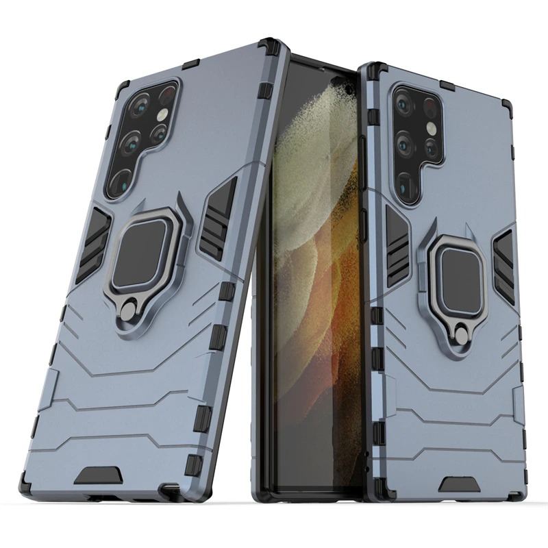เคส Samsung Galaxy S23 Ultra 5G#เคสฝาหลังพลาสติกแข็ง +TPU Hybrid Case มีแหวนสวมนิ้วโลหะ