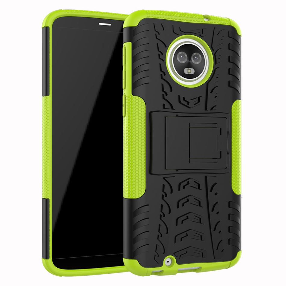 Case Moto G6 Plus #เคสฝาหลังไฮบริดรูปแบบยางรถยนต์ Kickstand TPU + PC 2 in 1