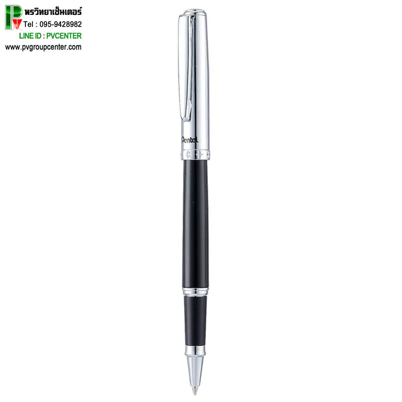 ปากกาเจล Pentel Sterling ด้ามสีดำปลอกสีเงิน K630A-C